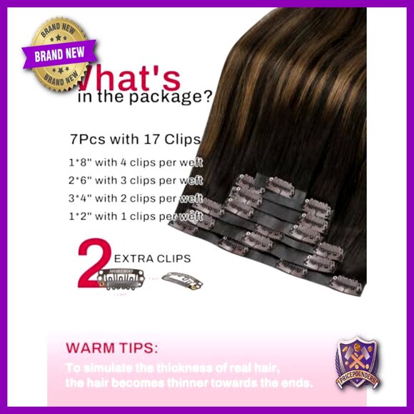 Seamless Clip-In Human Hair Extensions 18 Inch 120g 7pcs Volume main image 4
